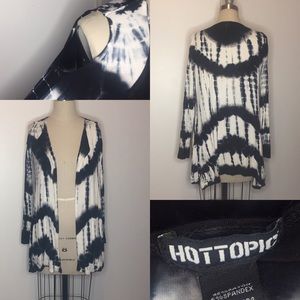 Black tie dye Hot Topic cold shoulder cardigan Med
